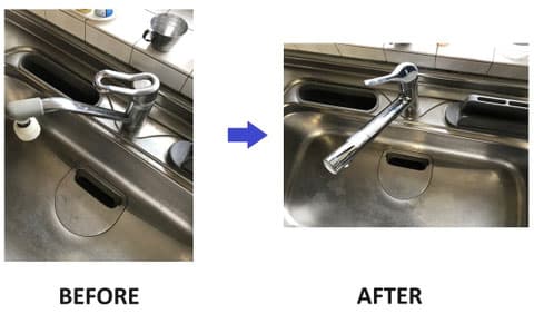 浄水器付キッチン水栓交換の施工事例（工事前・工事後）