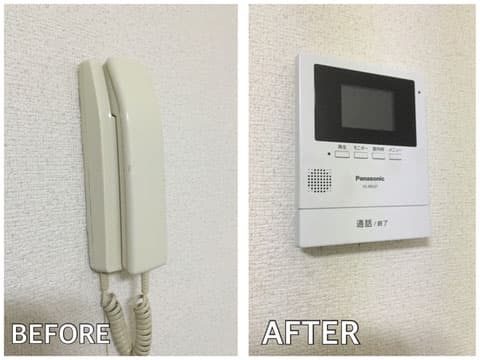 TVインターホン設置の施工事例（工事前・工事後）
