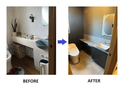 カウンター式手洗い器交換の施工事例（工事前・工事後）