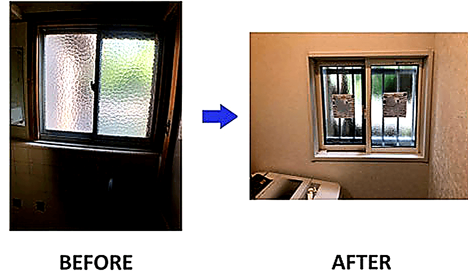 洗面所サッシ交換の施工事例（工事前・工事後）